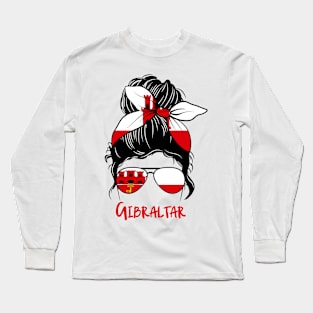 Gibraltar girl, Gibraltar Flag, Gibraltar gift heritage, Gibraltarian girlfriend Long Sleeve T-Shirt